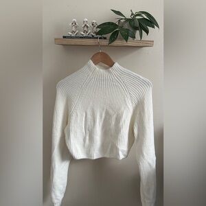 Hollister White Cowl Neck Sweater with Ribbed Knit
